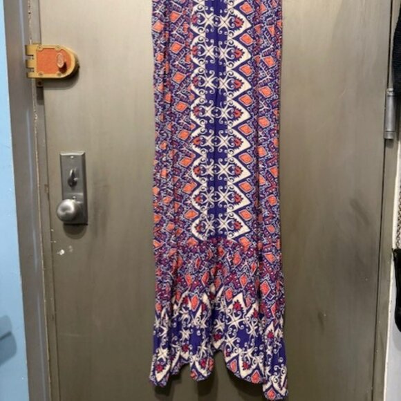 Vintage forever 21 Boho V-neck  Geographic Tribal print Maxi Dress - Picture 14 of 16